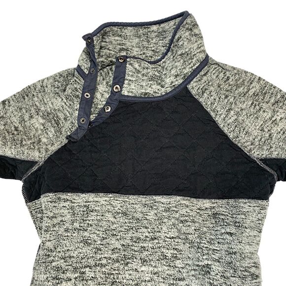Abercrombie & Fitch Pullover Women's Small Gray Fleece Mock Neck Snap Button - Picture 7 of 16